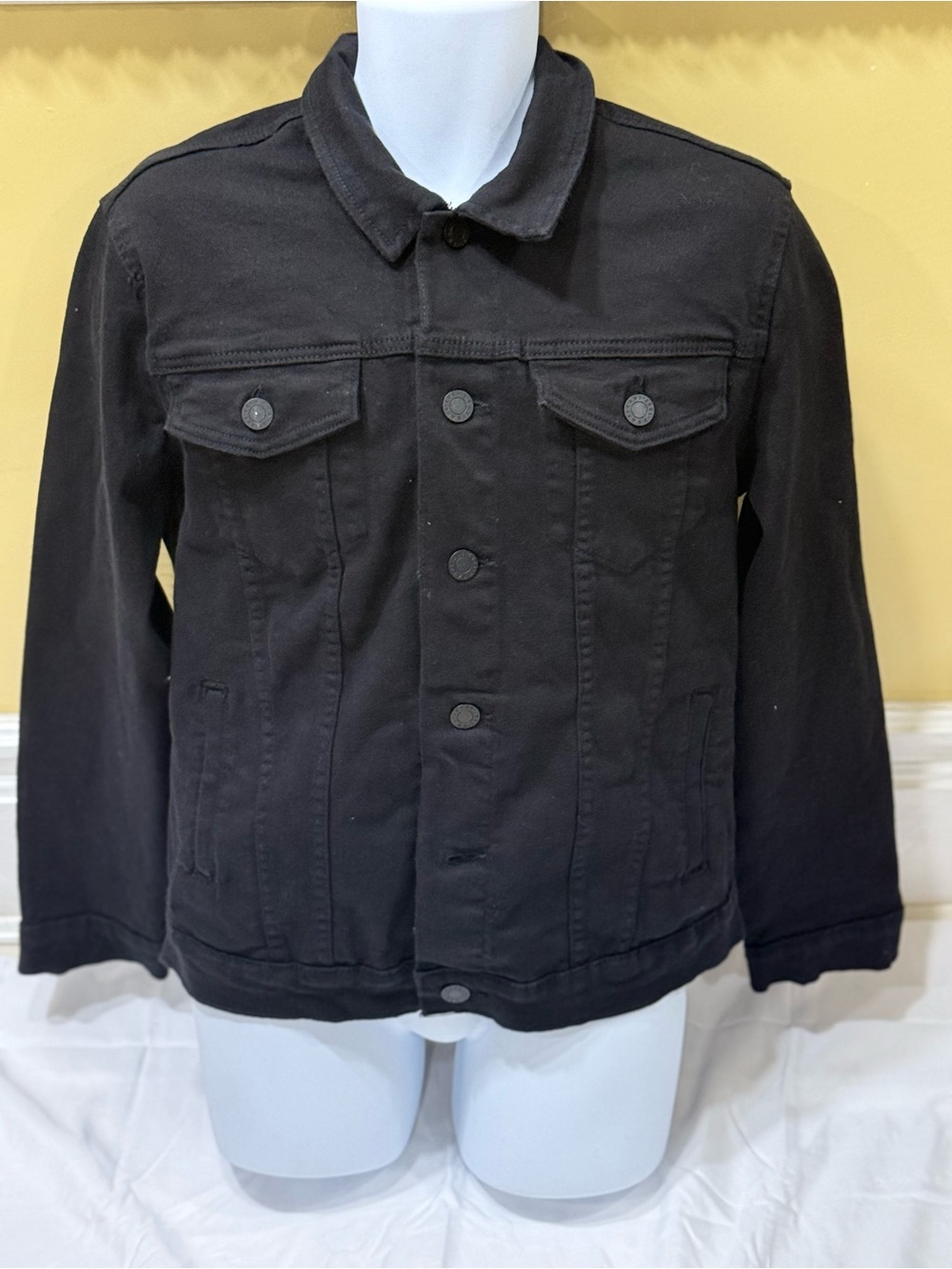 Men's Black Bomber-Style Cotton Jacket